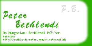 peter bethlendi business card